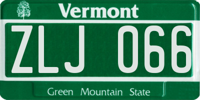 VT license plate ZLJ066