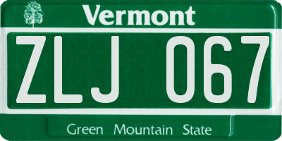 VT license plate ZLJ067