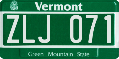 VT license plate ZLJ071