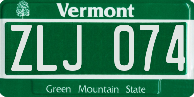 VT license plate ZLJ074