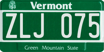 VT license plate ZLJ075