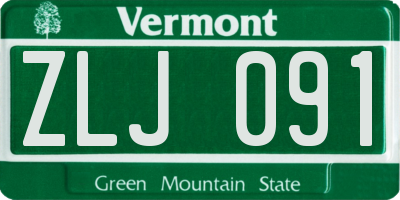 VT license plate ZLJ091