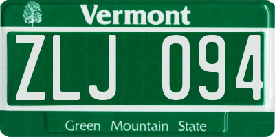 VT license plate ZLJ094