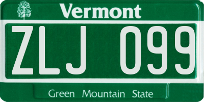 VT license plate ZLJ099