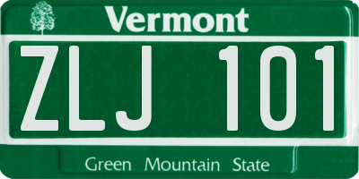 VT license plate ZLJ101