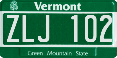 VT license plate ZLJ102