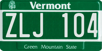 VT license plate ZLJ104
