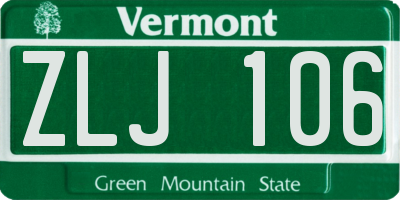 VT license plate ZLJ106