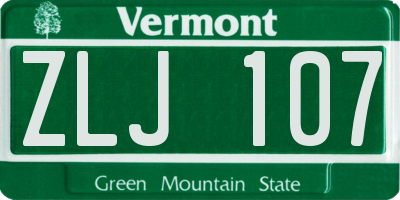 VT license plate ZLJ107