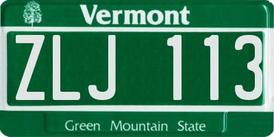 VT license plate ZLJ113