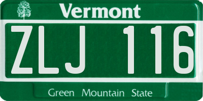 VT license plate ZLJ116