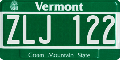 VT license plate ZLJ122