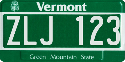 VT license plate ZLJ123