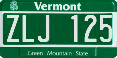 VT license plate ZLJ125