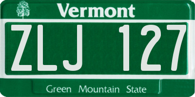 VT license plate ZLJ127