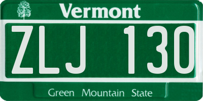 VT license plate ZLJ130