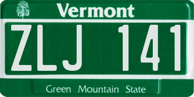 VT license plate ZLJ141