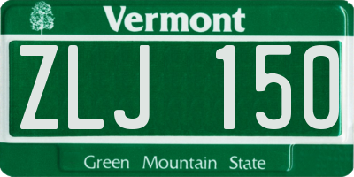 VT license plate ZLJ150