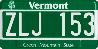 VT license plate ZLJ153