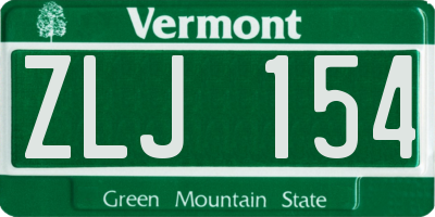 VT license plate ZLJ154