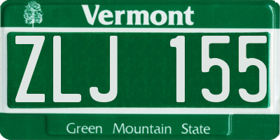 VT license plate ZLJ155
