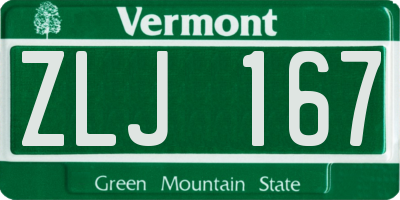VT license plate ZLJ167