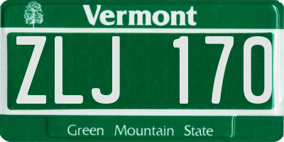 VT license plate ZLJ170