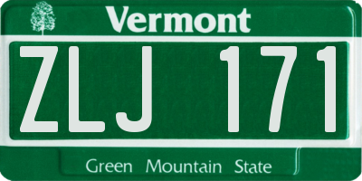 VT license plate ZLJ171
