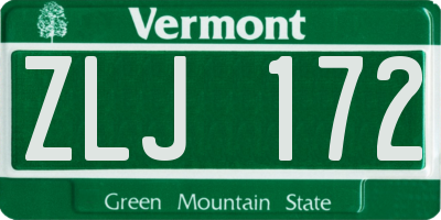 VT license plate ZLJ172