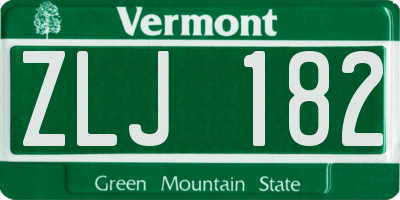 VT license plate ZLJ182