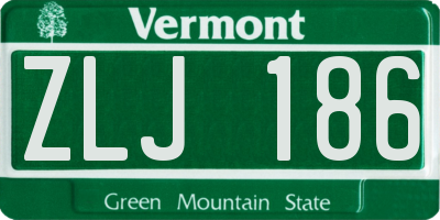 VT license plate ZLJ186