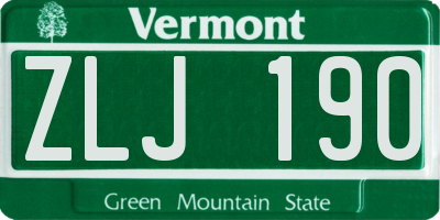 VT license plate ZLJ190