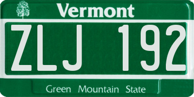 VT license plate ZLJ192