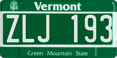 VT license plate ZLJ193