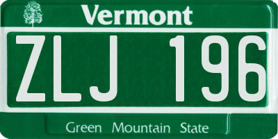 VT license plate ZLJ196