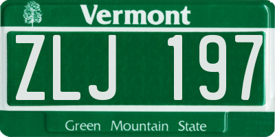 VT license plate ZLJ197
