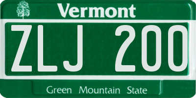 VT license plate ZLJ200