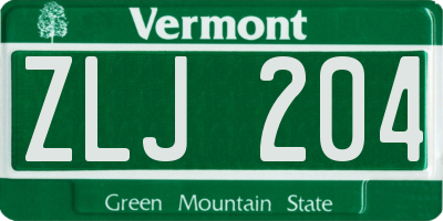 VT license plate ZLJ204