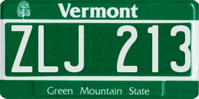 VT license plate ZLJ213
