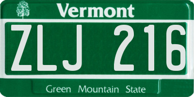 VT license plate ZLJ216