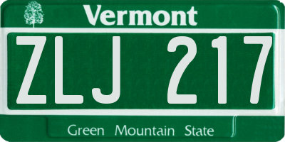 VT license plate ZLJ217