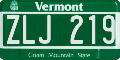 VT license plate ZLJ219