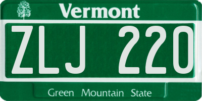VT license plate ZLJ220