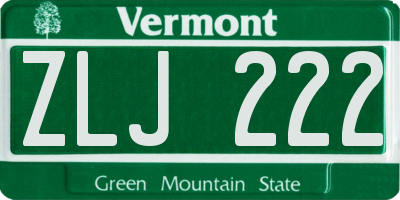 VT license plate ZLJ222