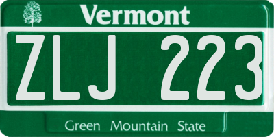 VT license plate ZLJ223
