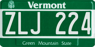 VT license plate ZLJ224