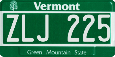 VT license plate ZLJ225