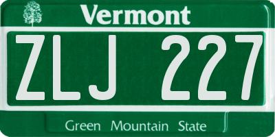 VT license plate ZLJ227