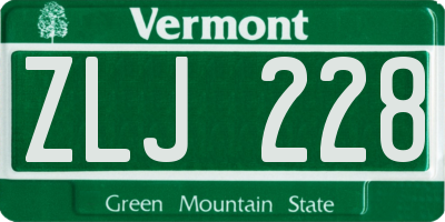 VT license plate ZLJ228