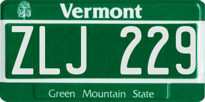 VT license plate ZLJ229